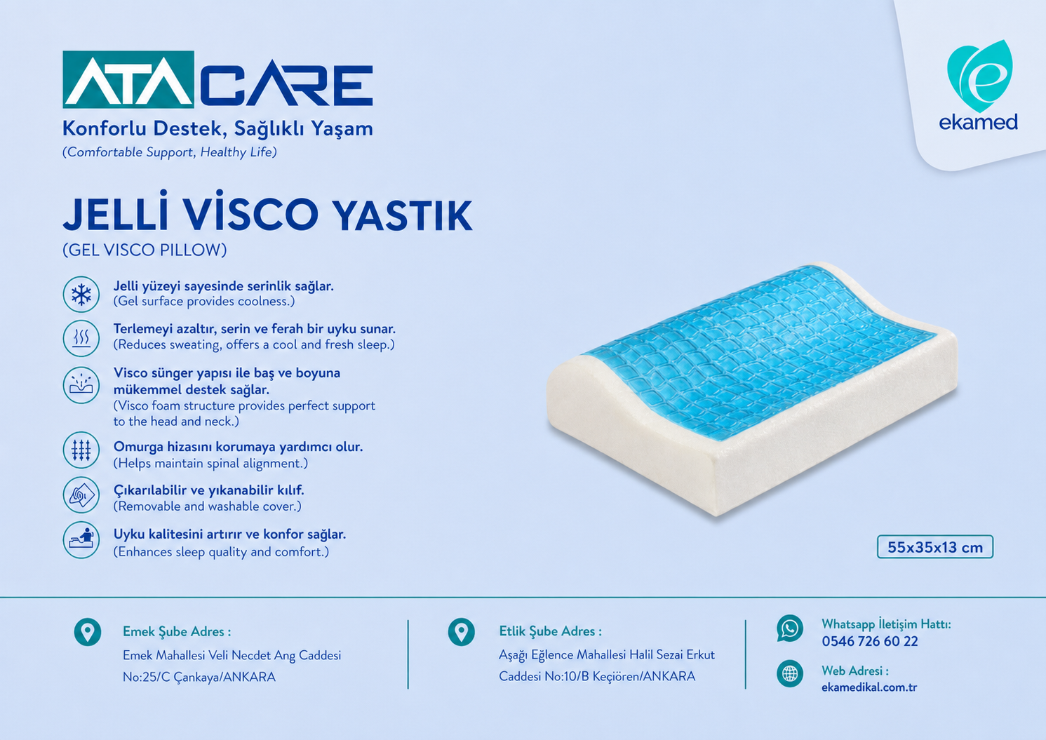 Jelli Visco Boyun Yastığı (55x35x13cm)
